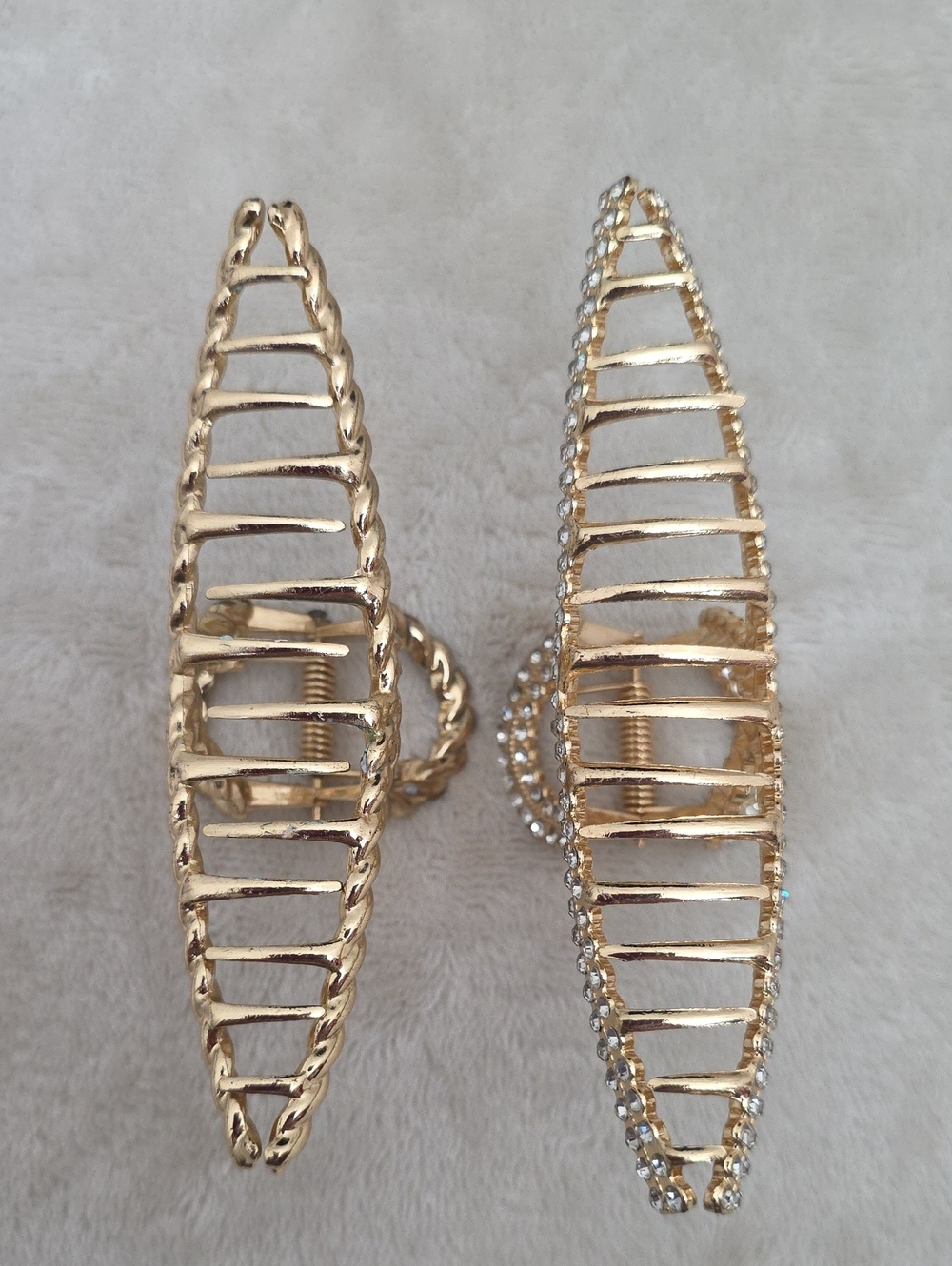 Anthropologie Gold Bow Hair Claw Clip Set Rhinestone & Rope Textured - Picture 4 of 7